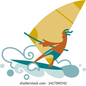 Man wind surfing in the wave