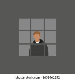 The man in the window behind bars