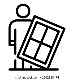 Man window installation icon. Outline man window installation vector icon for web design isolated on white background
