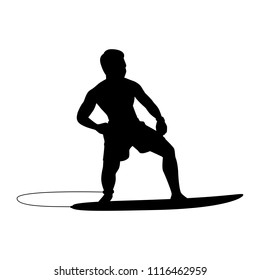 The man with windsurfing board silhouette vector