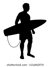 The man with windsurfing board silhouette vector