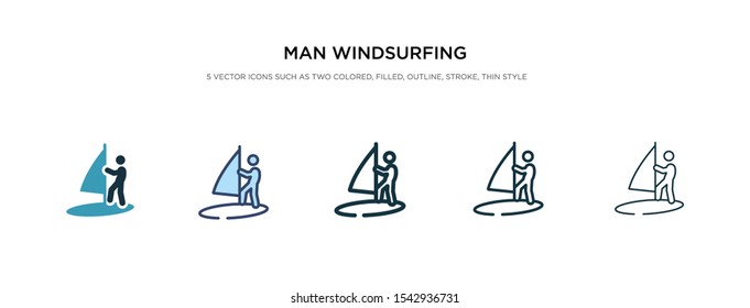 man windsurfing icon in different style vector illustration. two color and black man windsurfing vector icons designed in filled, outline, line and stroke style can be used for web, mobile, ui