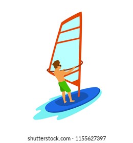 man windsurfing isolated vector graphic