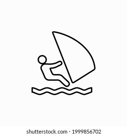 Man windsurfing outline icon vector on white background. Flat vector man windsurfing icon symbol sign from modern sports collection for mobile concept and web apps design.