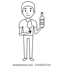 man with wine bottle drink