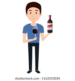 man with wine bottle drink