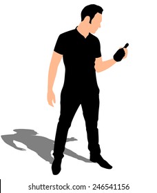 Man with wine bottle, vector 