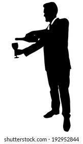 man with wine glass and bottle, vector 