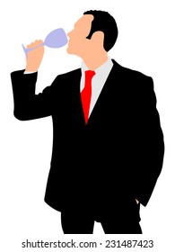 Man with wine glass, vector 