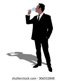 Man with wine glass, vector 