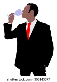 Man with wine glass, vector 