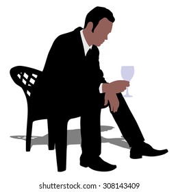 Man with wine glass, vector 