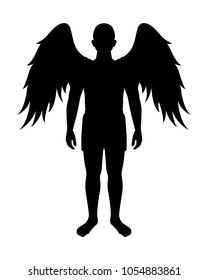 Man with wing silhouette vector