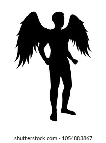 Man with wing silhouette vector