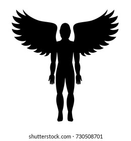 Man with wings. Angel figure. Vector illustration.