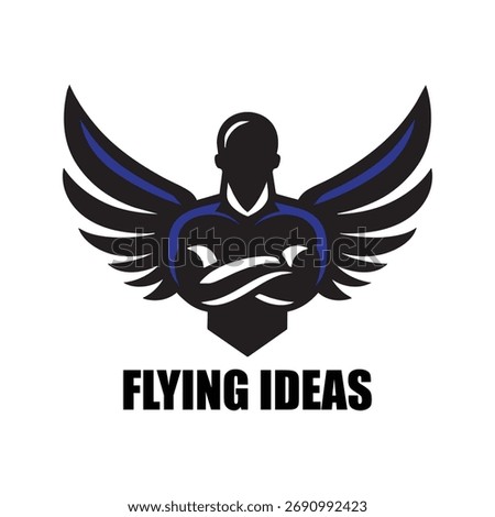 Man with wings, Logo Design, Flying Man Silhouette