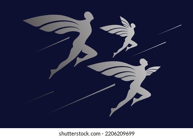 Man with Wings Sign. Vector illustration