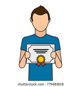 man winner with diploma