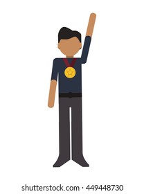 man winner medal champion award isolated vector illustration