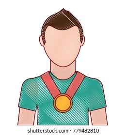 man with winner medal character