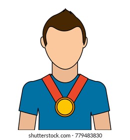 man with winner medal character
