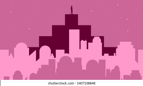 Man winner on the city background vector design