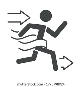 man winner on line finish running speed sport race linear icon design vector illustration