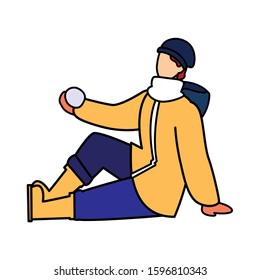 man with winter clothes on white background vector illustration design