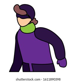 man with winter clothes on white background vector illustration design
