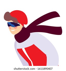 man with winter clothes on white background vector illustration design