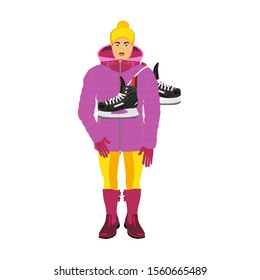 Man in winter clothes with skates