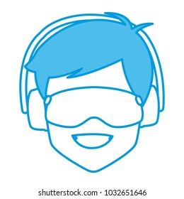 Man with winter goggles face