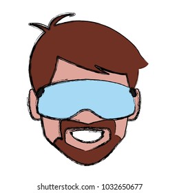 Man with winter googles face