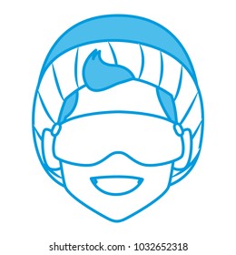 Man with winter googles face