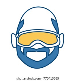 Man with winter googles face
