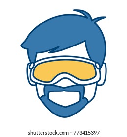 Man with winter googles face