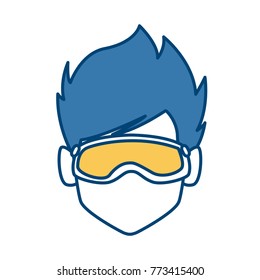 Man with winter googles face