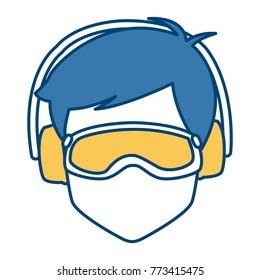 Man with winter googles face