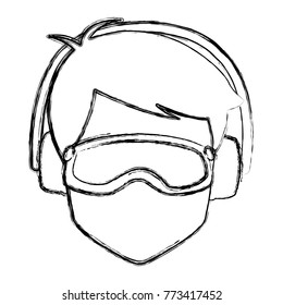Man with winter googles face