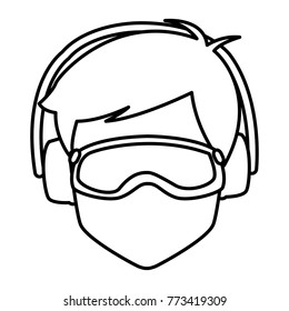 Man with winter googles face