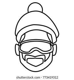 Man with winter googles face