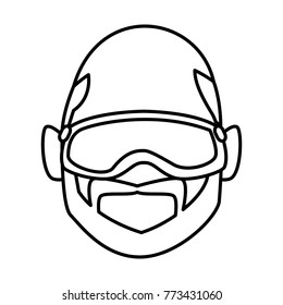 Man with winter googles face