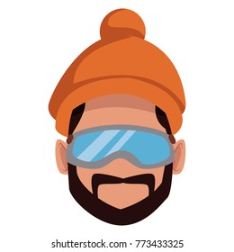 Man with winter googles face