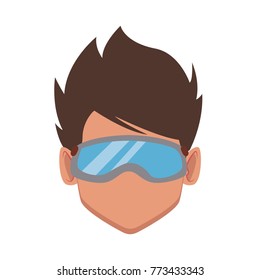 Man with winter googles face