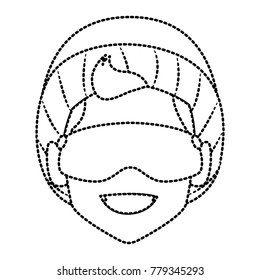 Man with winter googles face