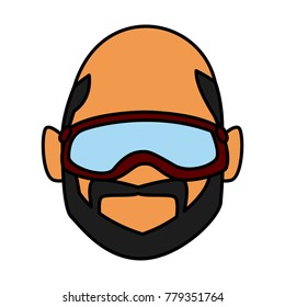 Man with winter googles face