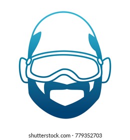 Man with winter googles face