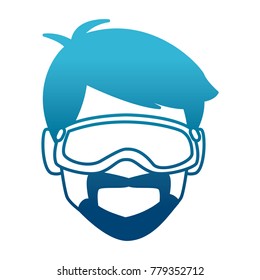 Man with winter googles face