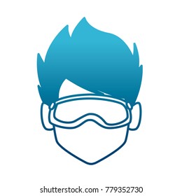 Man with winter googles face