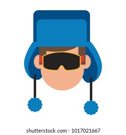 Man with winter hat and googles